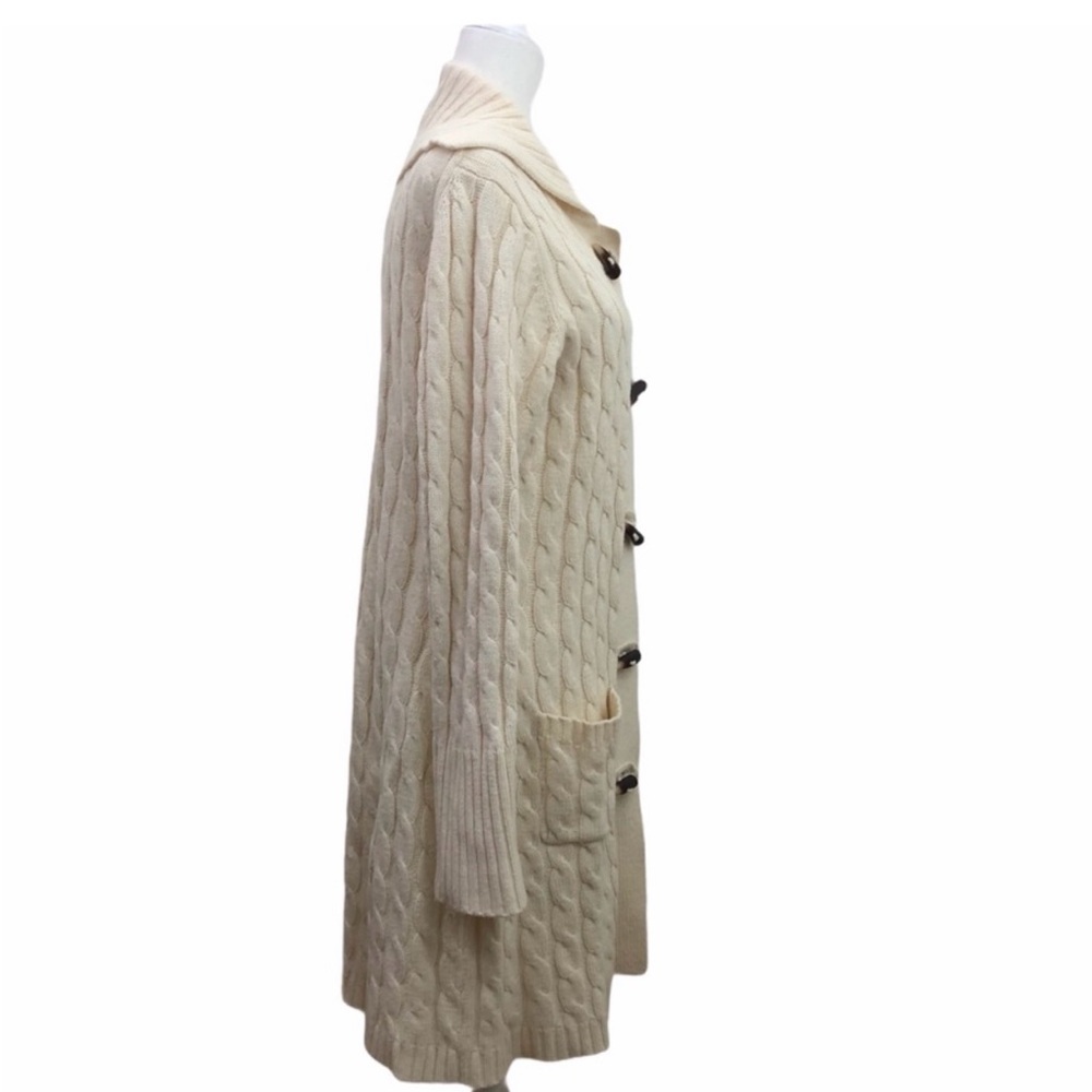 GAP Women's Ivory Cable Knit Cardigan Sweater S Toggle Wool Cashmere Angora Y2K - Picture 3 of 11